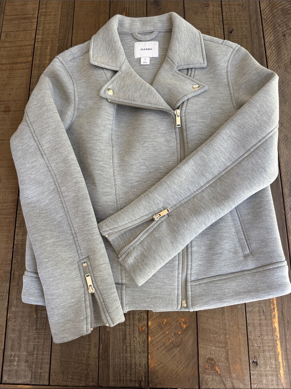 Old Navy Light Gray Moto-Style Jacket SIZE MEDIUM